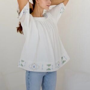 Mirth handmade edition khadi embroidered tie back top
